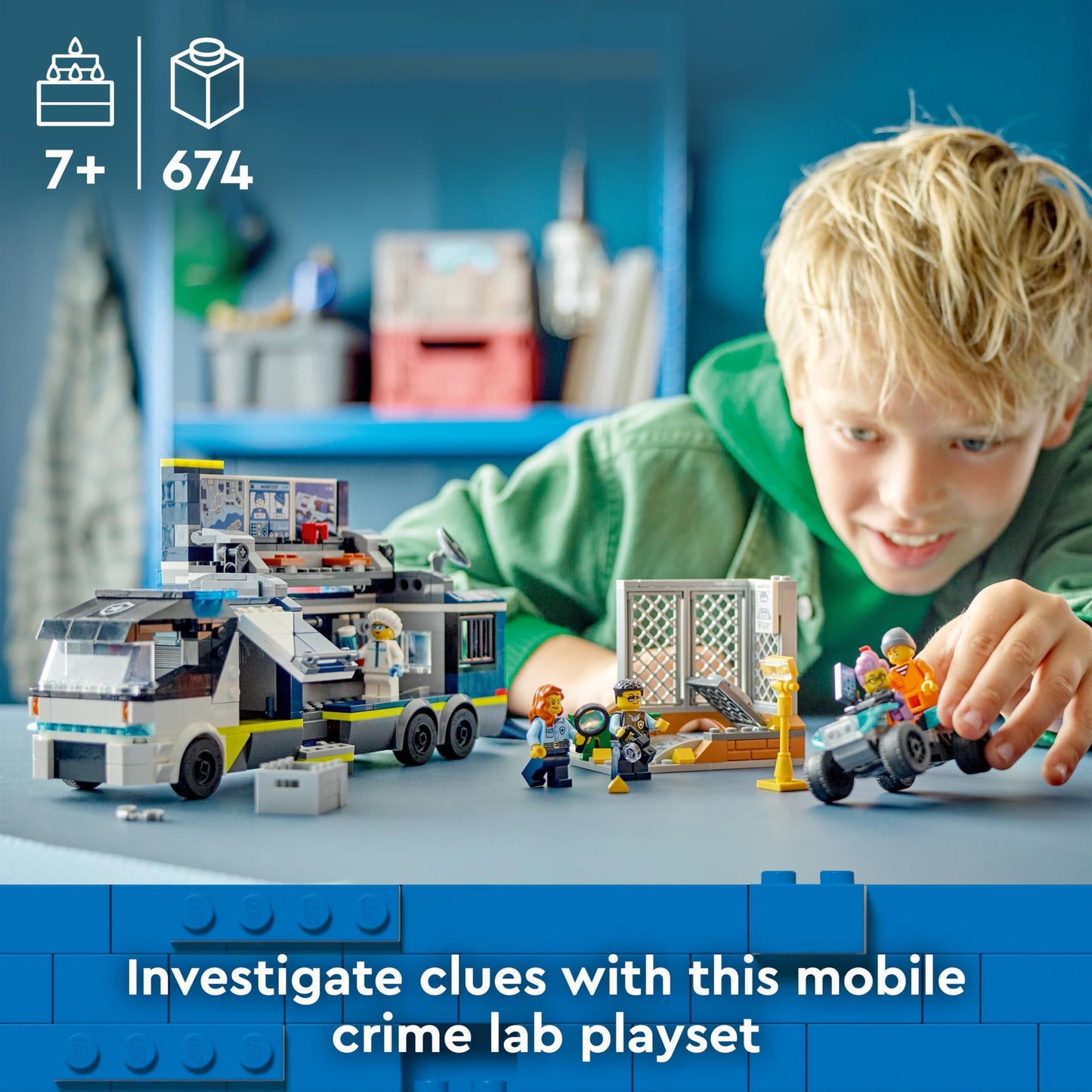 LEGO City Police Truck with Lab, Police Set with Quad and Truck Toy for Kids & City Burger Truck, Building Set with Toy Car for 5-year-old Children.
