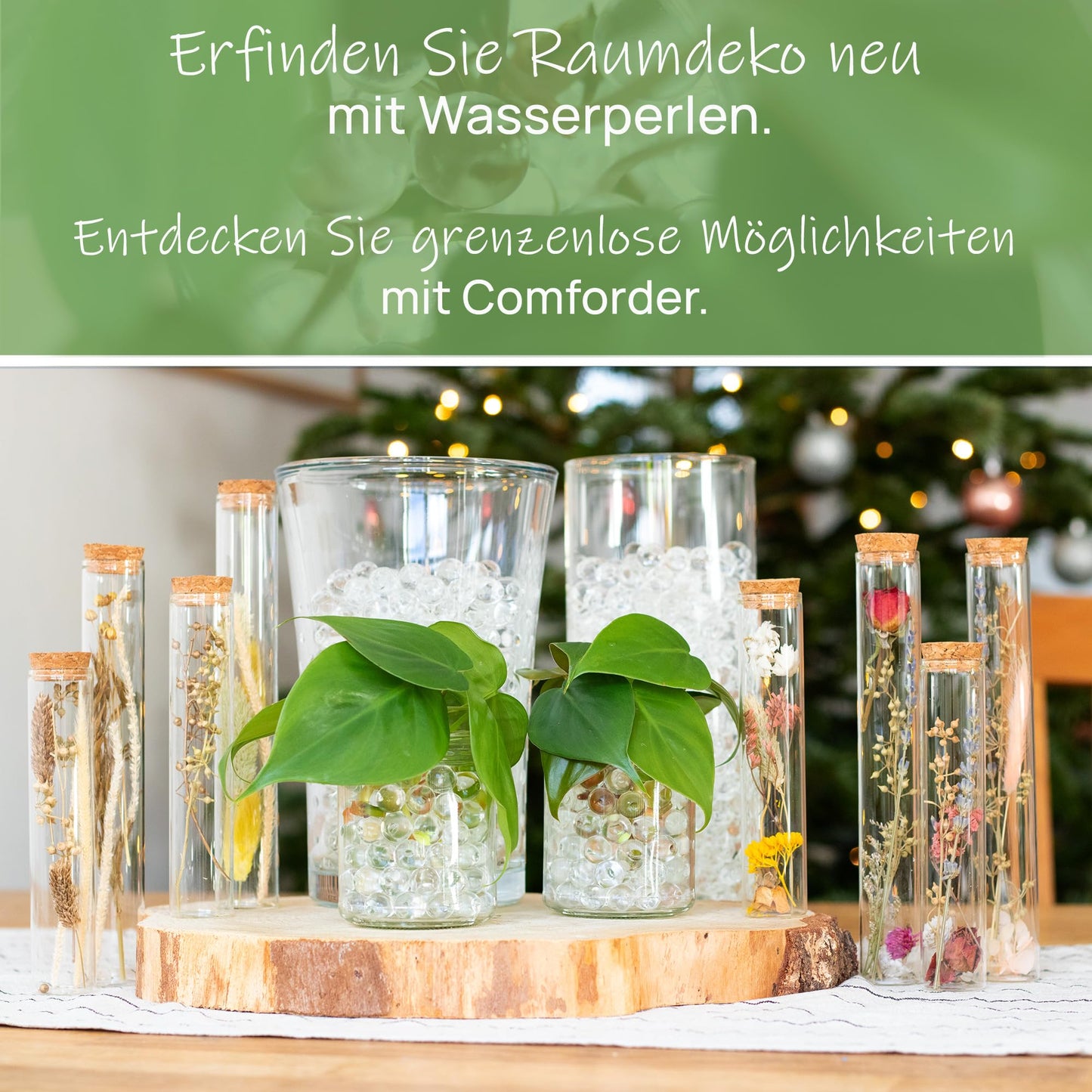 Comfoorder - Transparent water beads - Decorative water beads for plants in vase, approximately 100,000 hydro beads, clear gel balls