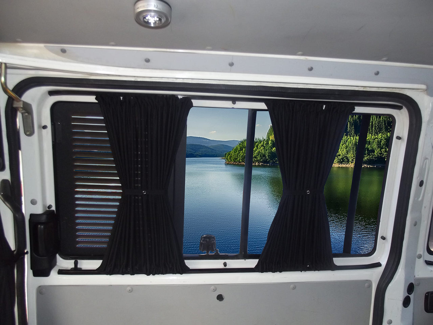 BREMER SEAT COVERS custom curtains sun protection compatible with VW T5 T6 T6.1 Multivan Caravelle Short Wheelbase in Black Camping Accessories Motorhome Accessories Camper Curtain Set 717-2