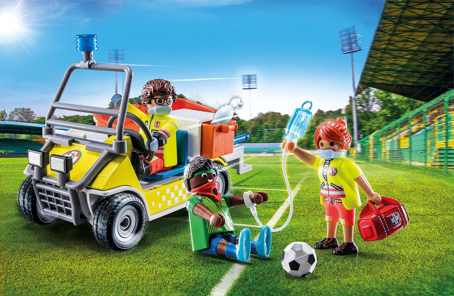 PLAYMOBIL City Life 71205 Paramedic Motorcycle with Light, Toy for Kids 4+ & City Life 71204 Rescue Cart, Toy for Kids 4+