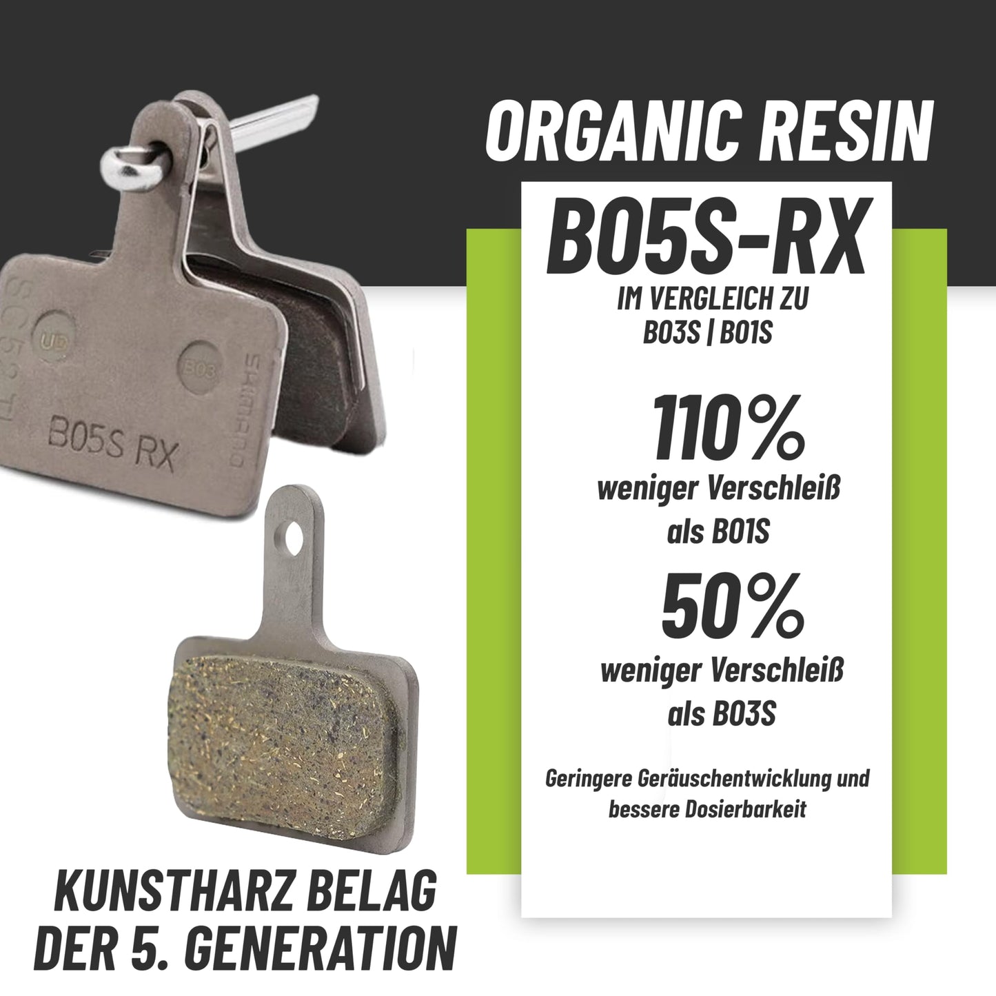 2-pack Shimano B05S brake pads resin successor B03S for hydraulic disc brakes incl. MSZweirad Bleedblock