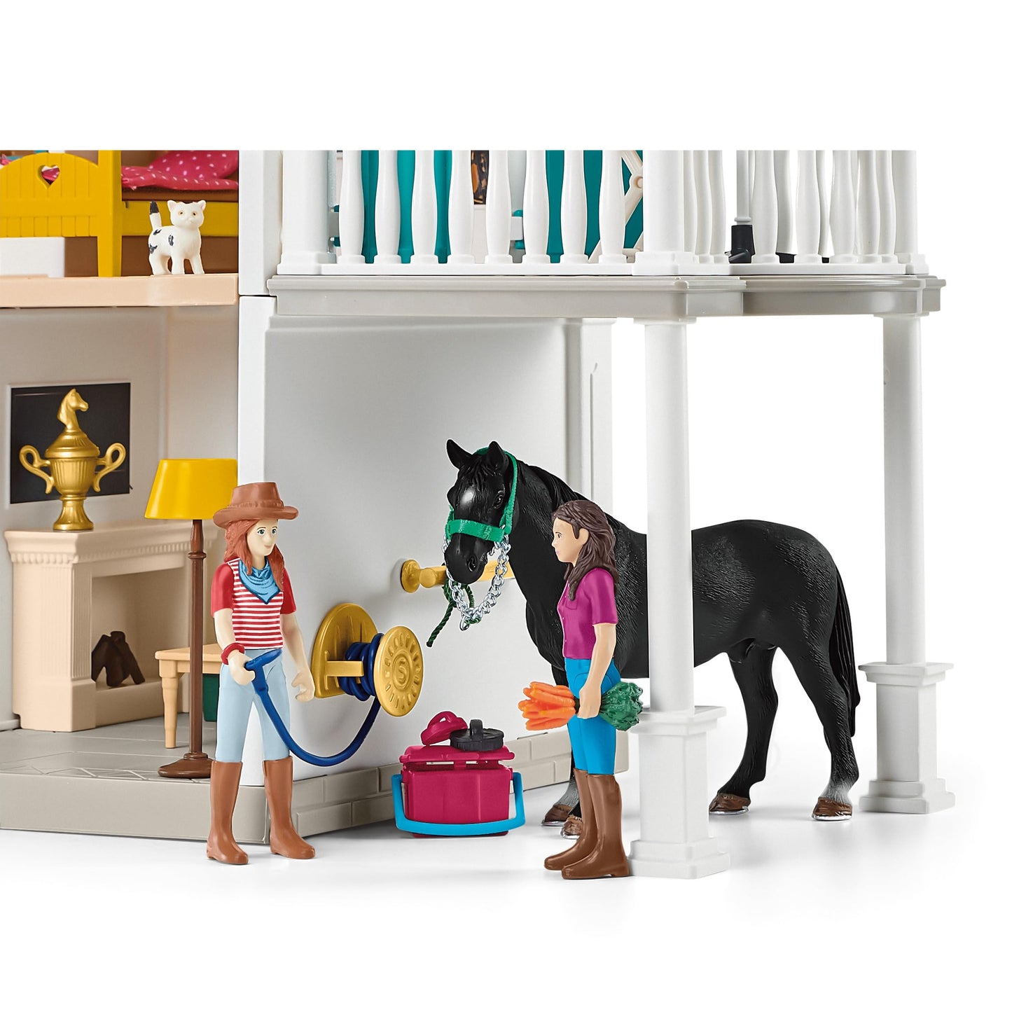 SCHLEICH Horse Club | Lakeside Equestrian Center 42551 | Set includes house with horse stable, 2 horses, Hannah, her parents & accessories | great gift for kids | horse toy for ages 5+ | 192 pieces
