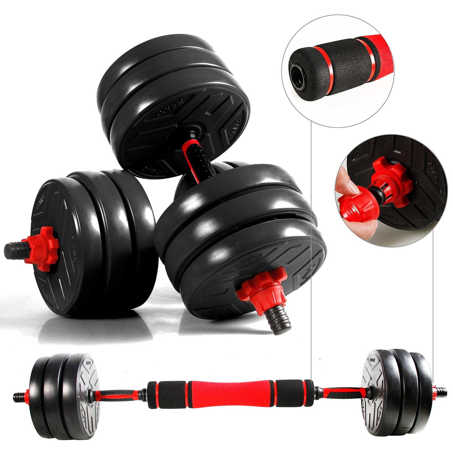 CCLIFE Dumbbell Set 2pcs Adjustable Dumbbells barbell 30kg professional dumbbell set with connecting steel tube weights