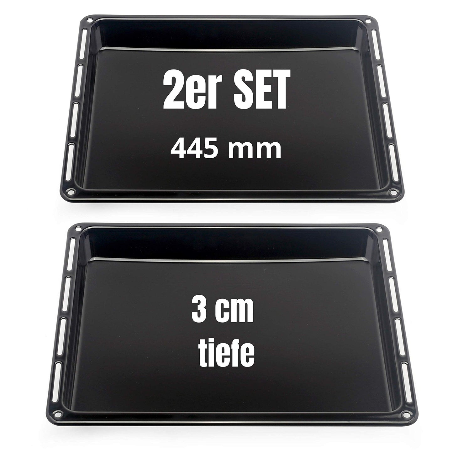 44.5 x 37.5 x 3 cm 2-pack set with 2 enamel-coated baking sheets