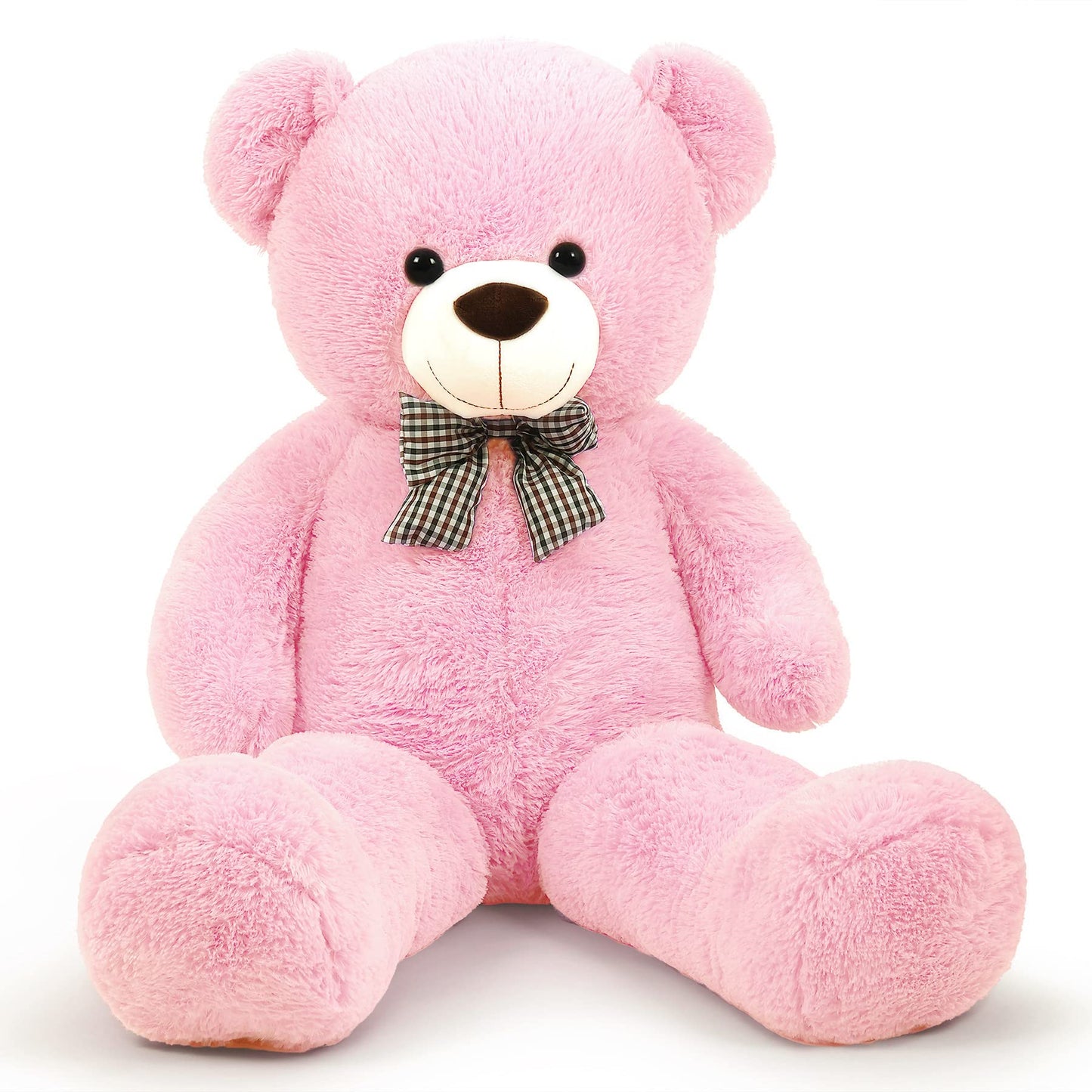 SNOWOLF 110cm Giant XXL Teddy Bear Cuddly Bear 110cm Soft Toy Large Plush Bear with Bow (1.1m, Pink)