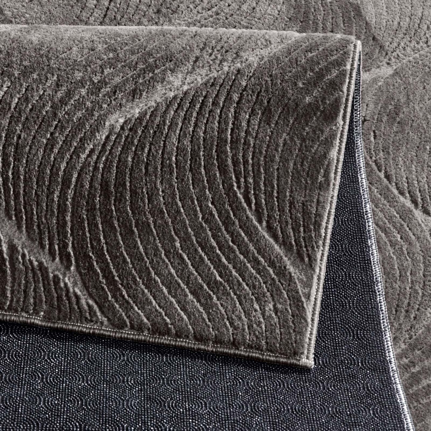 Taracarpet short pile Boho Scandi polyester carpet in 3D look, washable, easy to care for and sturdy. Ideal for living room, bedroom, and children's room, can also be used as a bath mat. Anthracite Dune 200x290 cm.