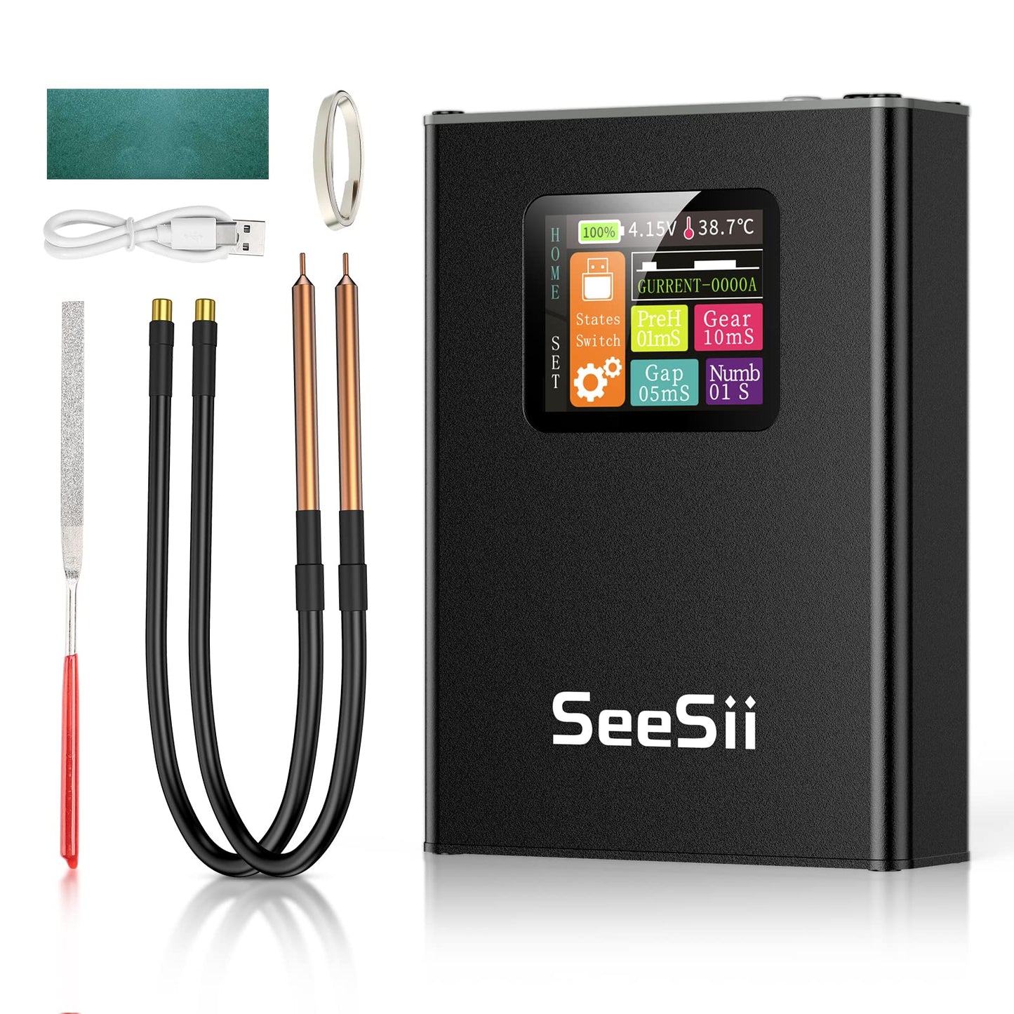 Seesii spot welder for batteries - SE-215 spot welder 5000mAh with 30 adjustable levels, battery spot welder LCD for welding battery plates.