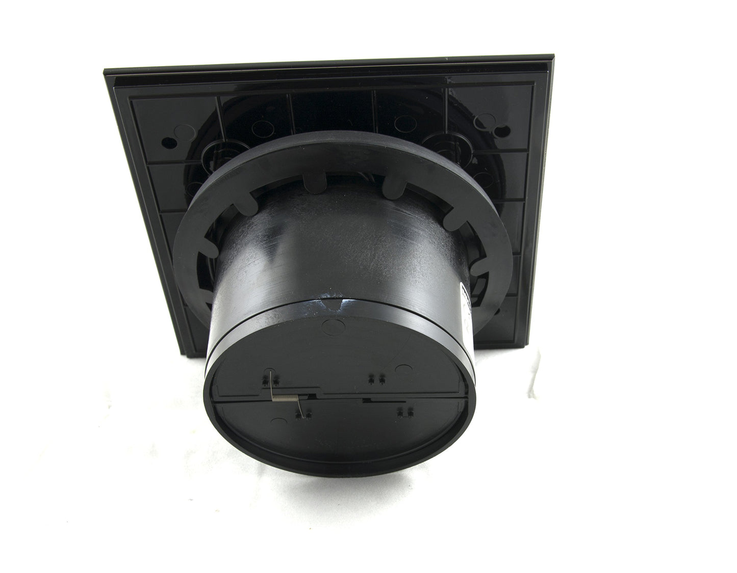 Fan/ventilator bathroom fan with integrated backdraft damper glass front powerful 105 m³/h very quiet 39 dB ball bearings made in EU (glossy black)