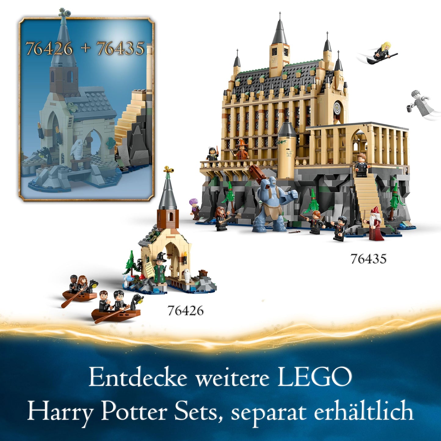 LEGO Harry Potter Hogwarts Castle: The Great Hall, wizard collectible toy with 11 minifigures including Hermione Granger, magical gift for boys and girls 76435