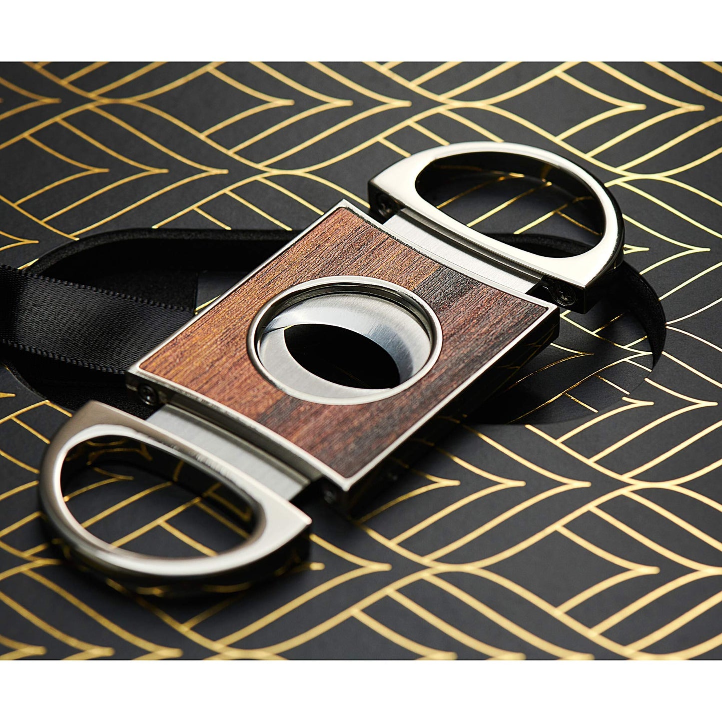 Whiskey Stones Gift Set with Cigar Cutter & Cigar Ashtray - 6 Handcrafted Premium Granite Stones - Luxurious Whiskey & Cigar Accessories Gold Foil Gift Box