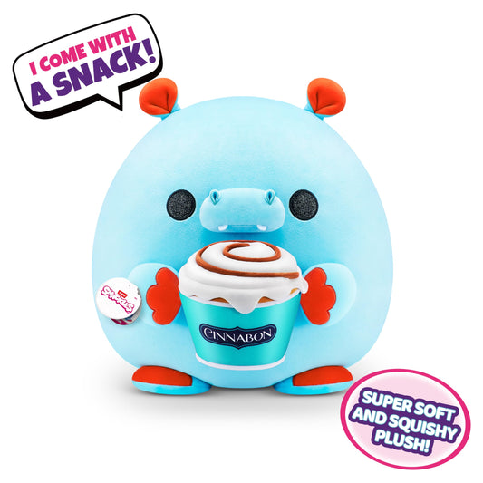 Snackles Super Sized 14 inch (Cinnabon) by ZURU Cuddly Squishy Comfort 14 inch plush with licensed snack brand accessory, Mother's Day gift
