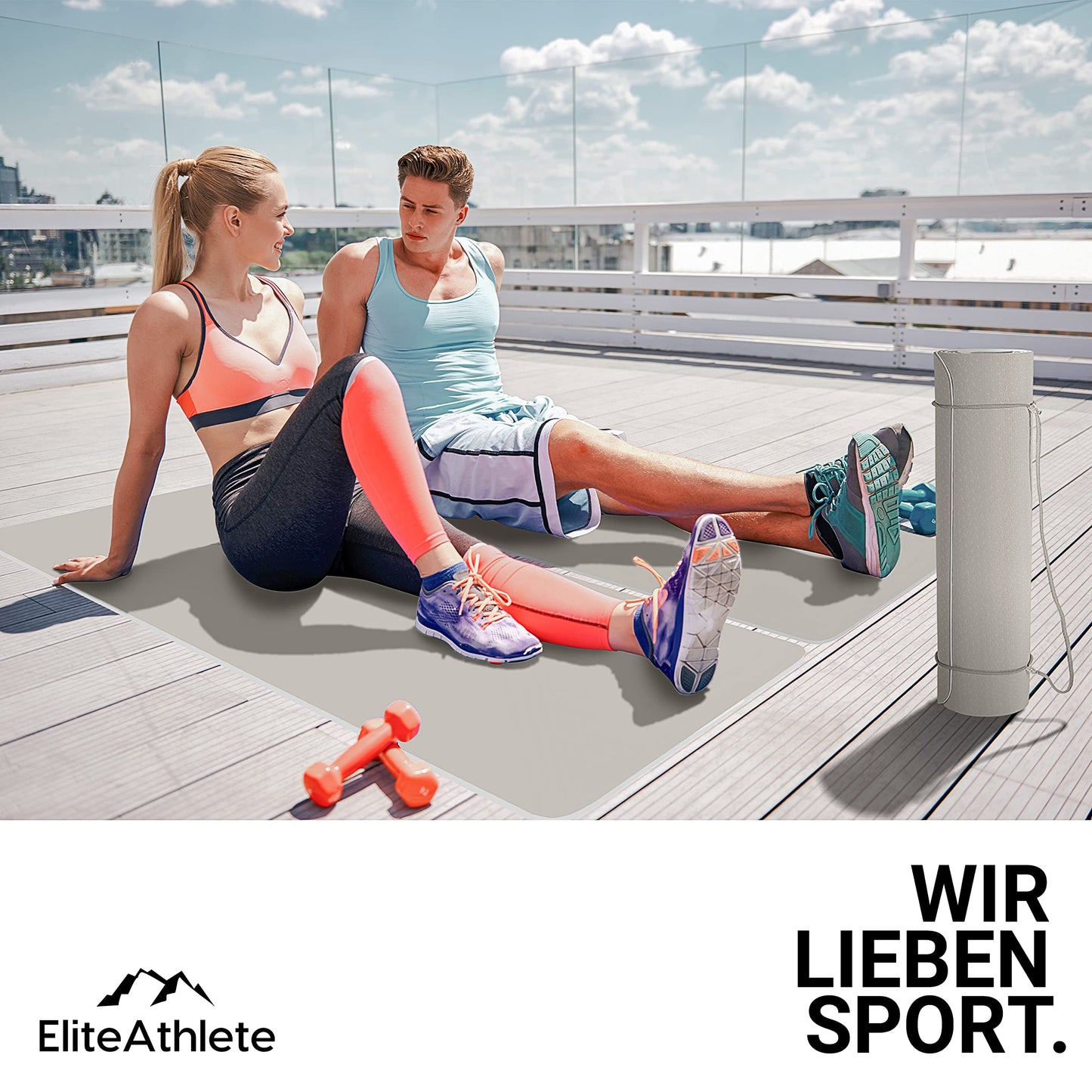 EliteAthlete Yoga mat - Exercise mat - Fitness mat - Gymnastics mat padded & non-slip for fitness, Pilates - Yoga Mat - 183 cm x 61 cm x 0.6 cm - Training mat incl. Transport strap + bag