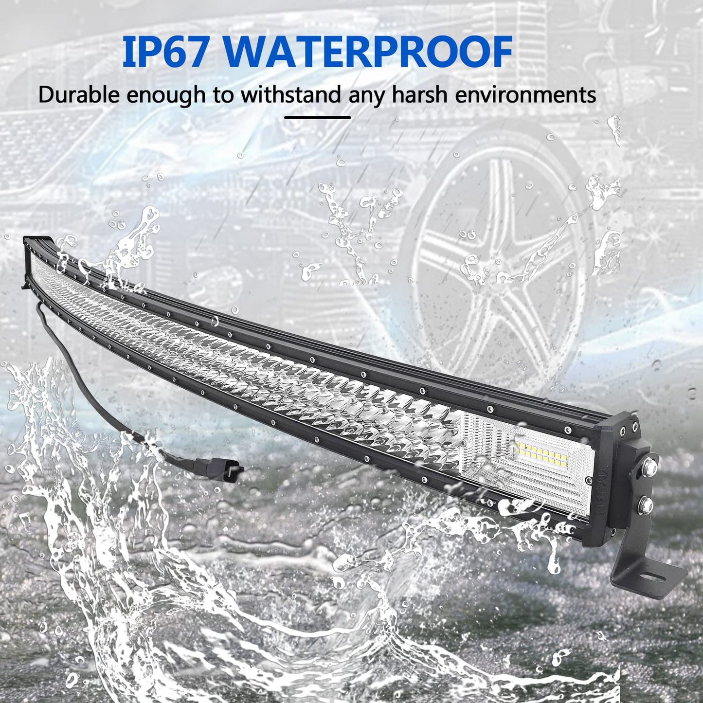 SKYWORLD 50 inch 648W LED work light 1 piece, spot floodlight LED work light bar with wiring harness, off-road work lights for excavators, tractors, forklifts, ATVs, trucks, off-road 4x4.
