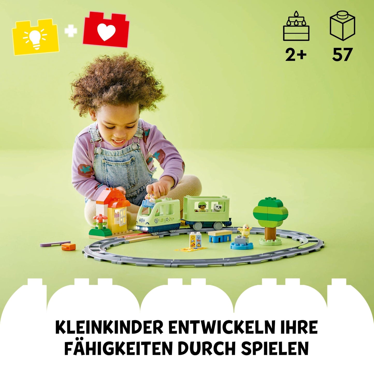 LEGO DUPLO Interactive Adventure Train - Educational toy for toddlers aged 2+ - 14 track pieces, action bricks with sounds, and 4 play figures - Gift idea for boys & girls - 10427.