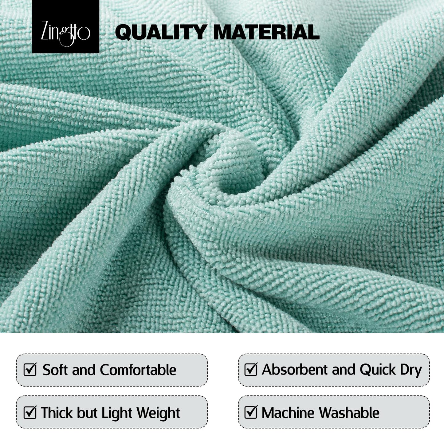 Zingtto Surf Poncho, extra large, thick towel poncho for men and women with hooded pocket for swimming at the beach, 41''x33'', black/green.