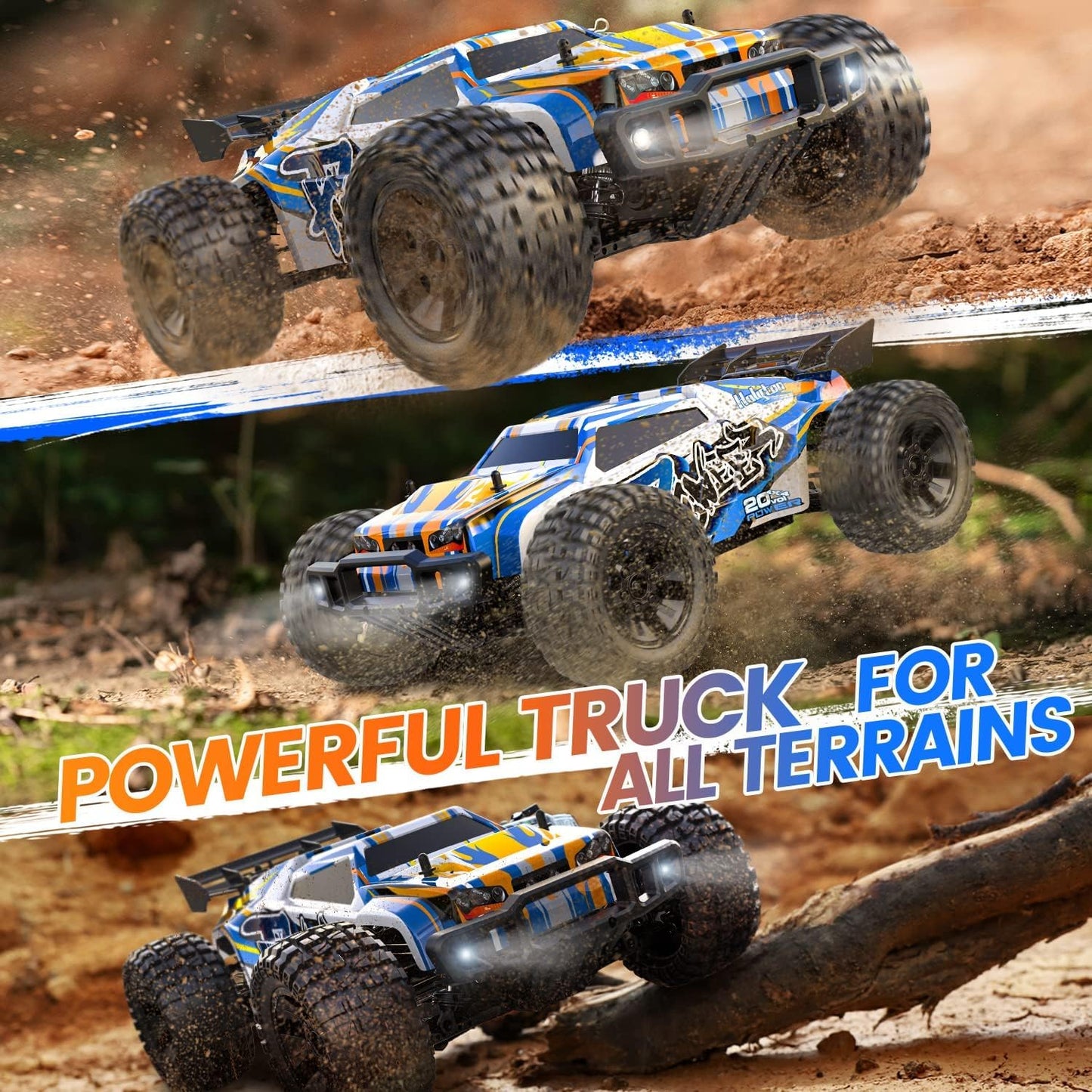DEERC 9205E RC Car 1:10 Remote Control Car 48 km/h High Speed 4WD Monster Truck Buggy Offroad Crawler with 2 Batteries, 2.4GHz Remote Control Toy for Kids & Adults.