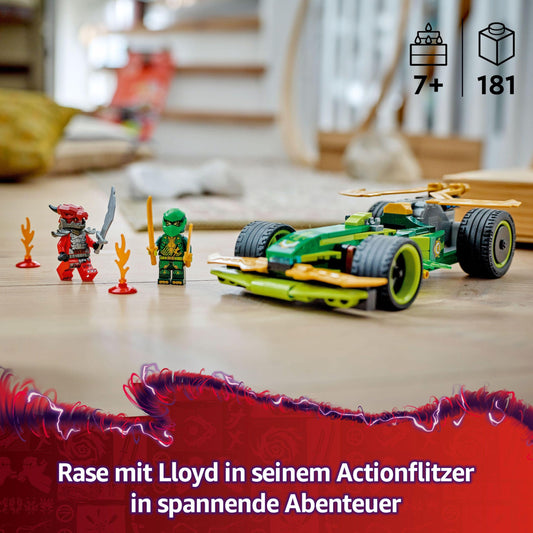 LEGO NINJAGO Lloyd's Action Racer - Car building toy with 2 minifigures for role-playing, a buildable toy car for kids - Gift for boys and girls aged 7+ 71828