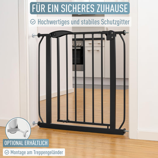 ib style Berrin XXL stair gate 85-185cm, No drilling required, Baby safety gate, Pet gate, Black, 85-95 cm