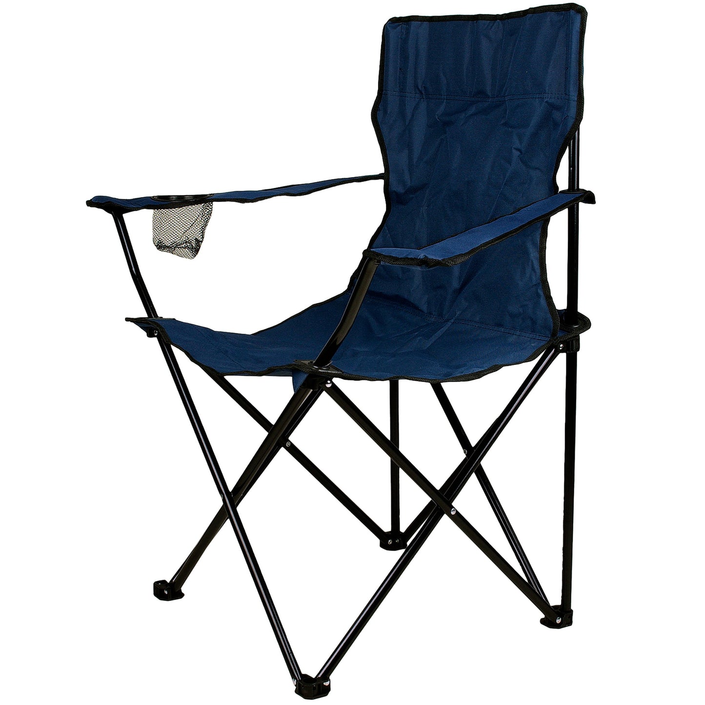 Nexos 2-piece fishing chair, folding camping chair with armrest and cup holder, practical, sturdy, lightweight, blue.