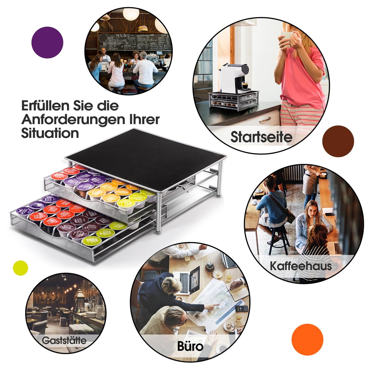 Masthome Coffee Capsule Holder, 2-Tier Coffee Capsule Drawer for storing Dolce Gusto capsules, Capsule Organizer Stand Capacity 72 with Non-Slip Surface - Includes 1 Cleaning Cloth.