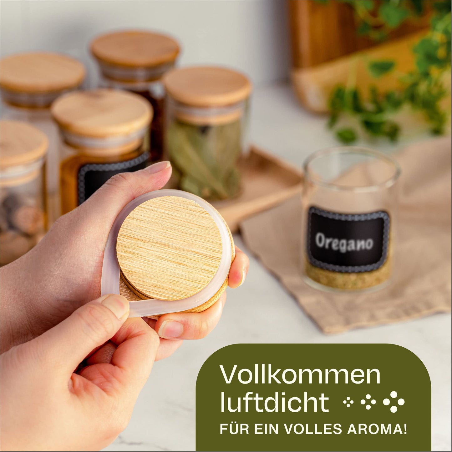 Praknu Spice Jars 120ml - 10 Piece Spice Jar Organizer with Spice Labels - Airtight - Dishwasher Safe - Kitchen Organization - for Spices, Herbs & Tea