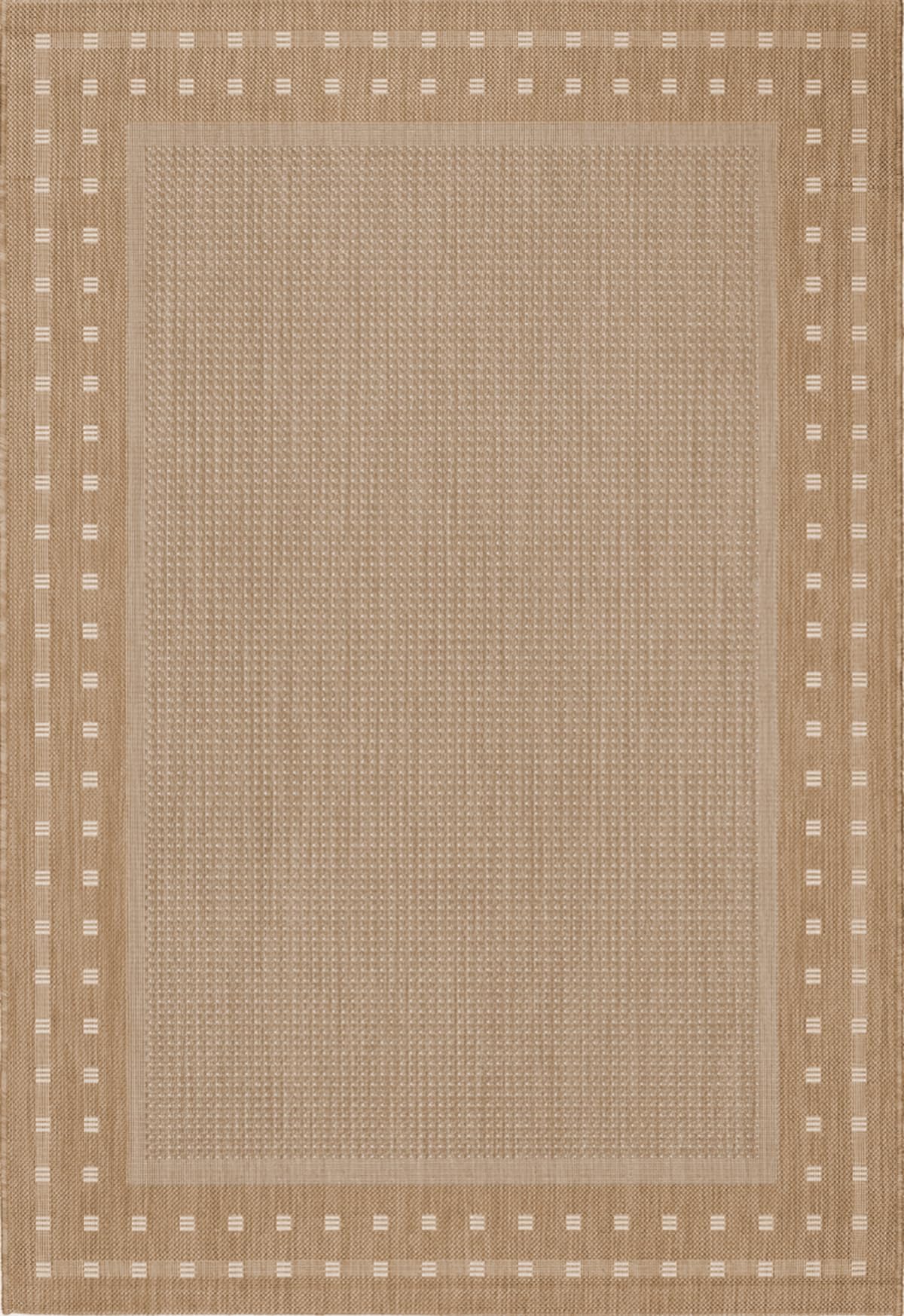 The carpet Mistra is a modern indoor and outdoor rug, perfect for the living room, bedroom, or patio. Weather-resistant, durable, and easy to clean, in brown, 160 x 230 cm.