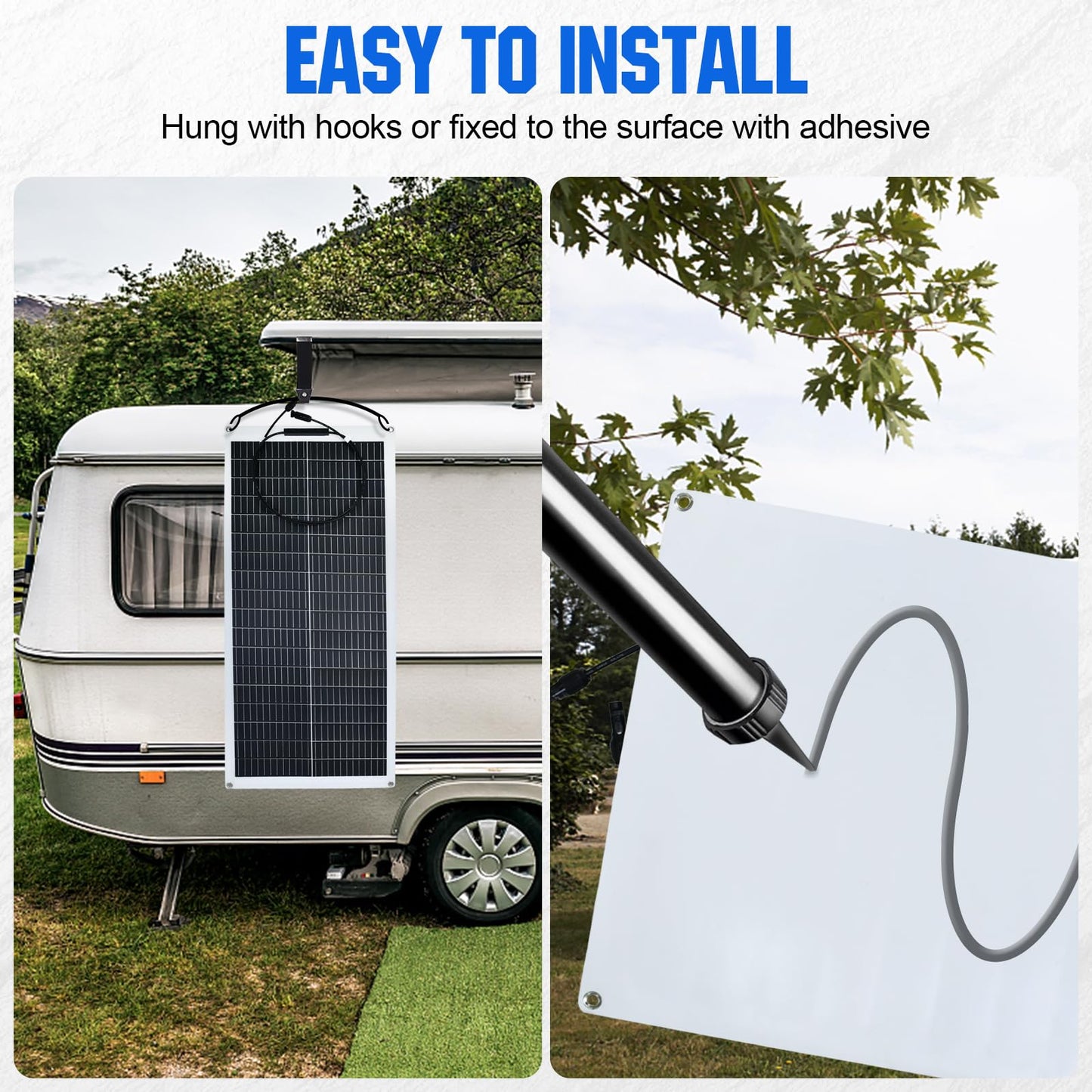 ECO-WORTHY 200W Flexible Solar Panel 2 pieces 100W Solar Panel 12V, Monocrystalline Solar Module with Cable for 12V Batteries RV Car Boat Camping.