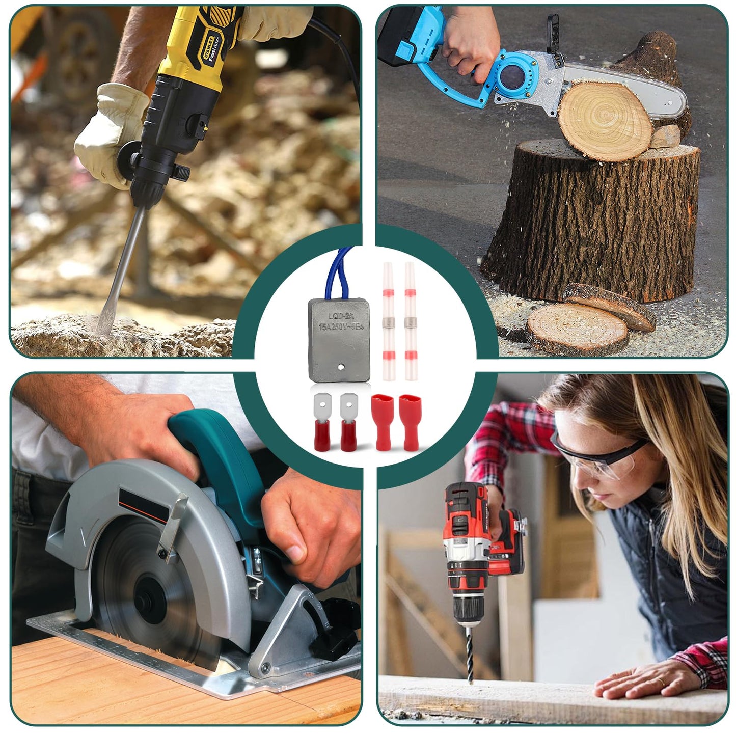 Soft Start Module Set, 15A 230V Electric Tools Soft Start-Up Current Limiter Module Set with Installation Accessories Electric Tools Starting Resistance Soft Start for Circular Saw Miter Saws Handheld Circular Saw