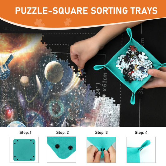 Puzzle mat puzzle roll, puzzle mats for puzzles up to 2000, 1500, 1000 easy to store and transport, giant felt mat for storing puzzles.