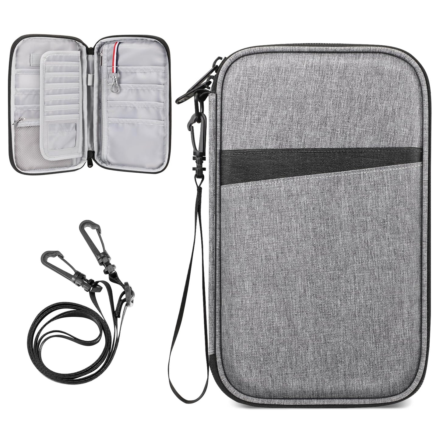 FINTIE Passport Holder Family Travel Organizer, RFID Blocking Waterproof Phone Wallet Passport Cover ID Case Document Holder for 6 Passports for Women and Men, Gray