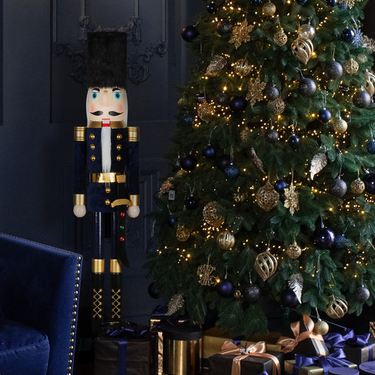 AI Store 120 cm Christmas Nutcracker Life Size Large XXL Wooden Nutcracker Figure Christmas Decoration (Blue Soldier)