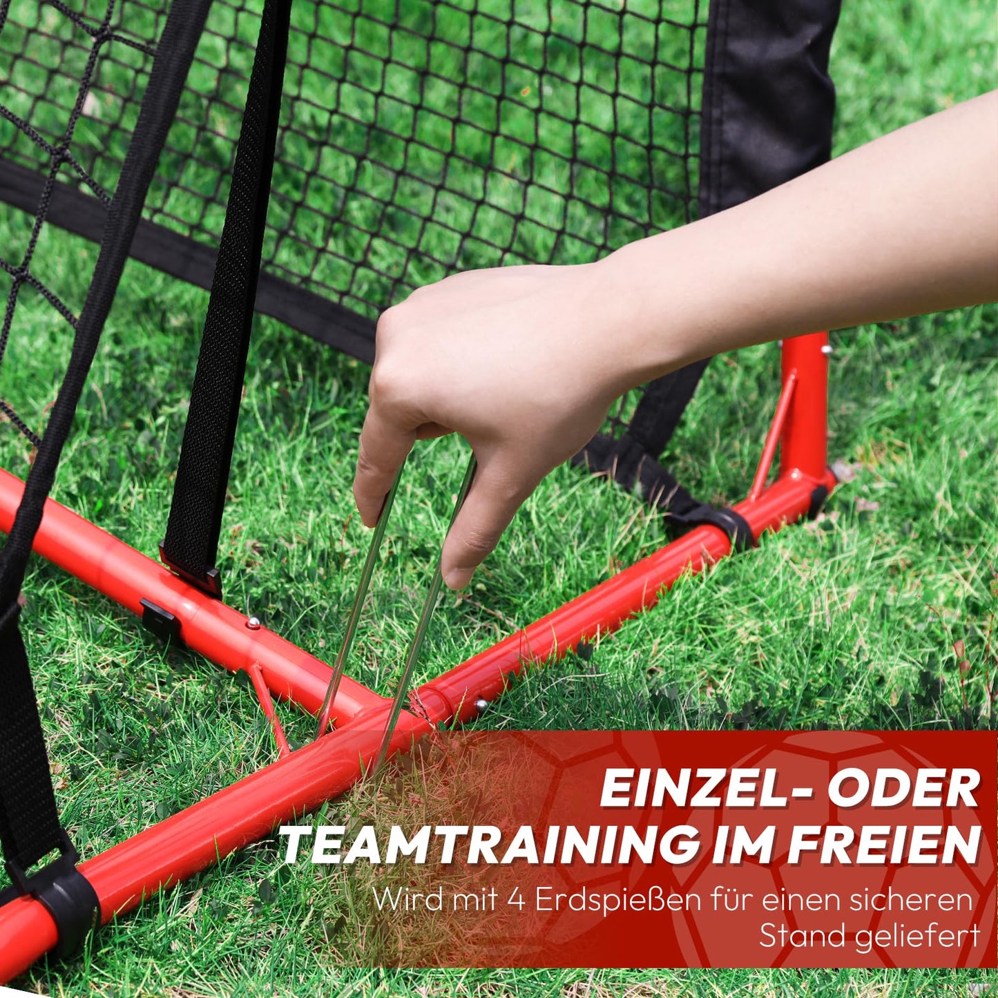 A11N 2-in-1 Football Training Tool - 2.1m x 1.5m portable football rebounder, double-sided for team or solo football training.