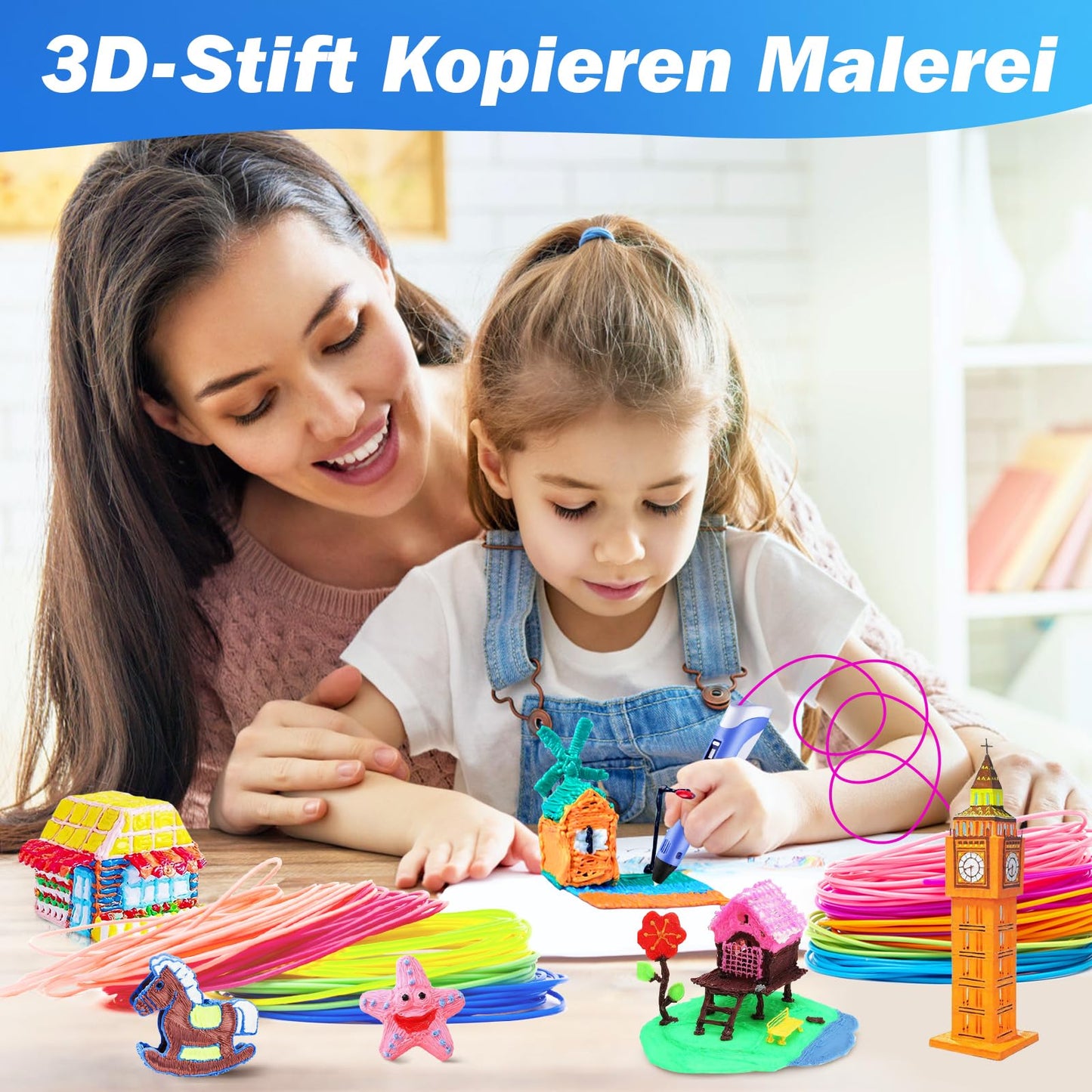 AFXXE 3D Pen filament PLA, 20 colors, 10m each - 3D Pen Filament 1.75mm with templates set for kids & adults, 3D Pen accessory filament with stencils for ODRVM, Tecboss, Lovebay, 3D printer Pen.