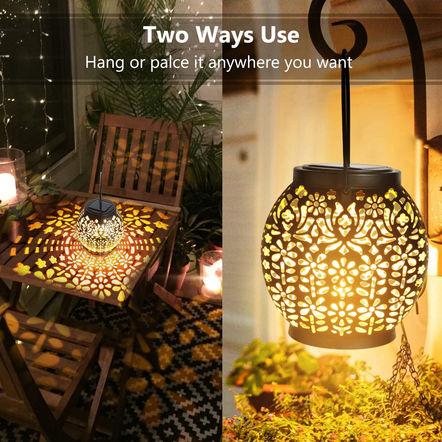 Outdoor solar lantern, BrizLabs 2 pack balcony solar lamp for outdoor garden hanging solar lights waterproof IP65 for garden pathway patio porch lawn yard Christmas warm white