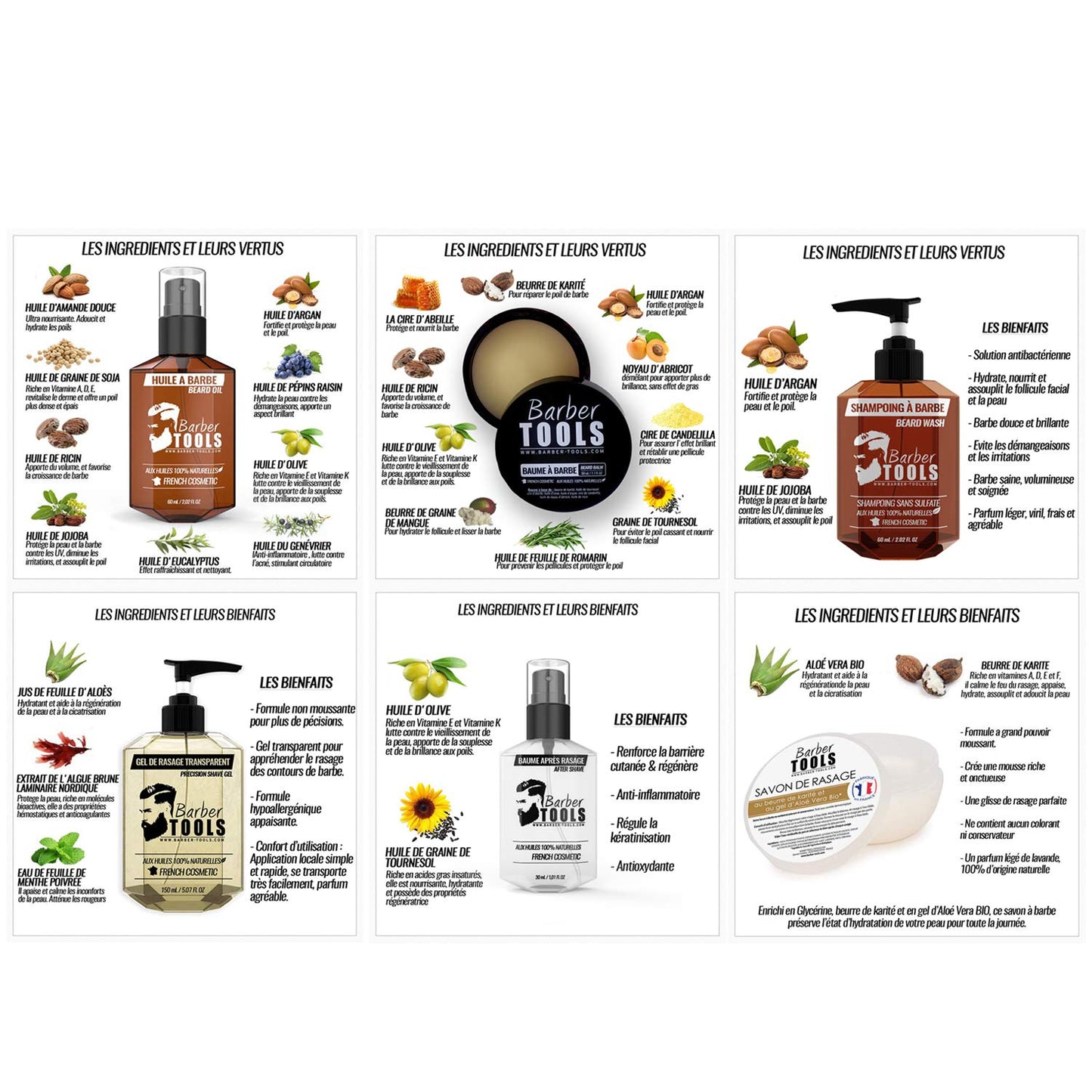 ✮ BARBER TOOLS ✮ Kit/Beard care set/Beard grooming set/Beard and shave | Cosmetics Made in France