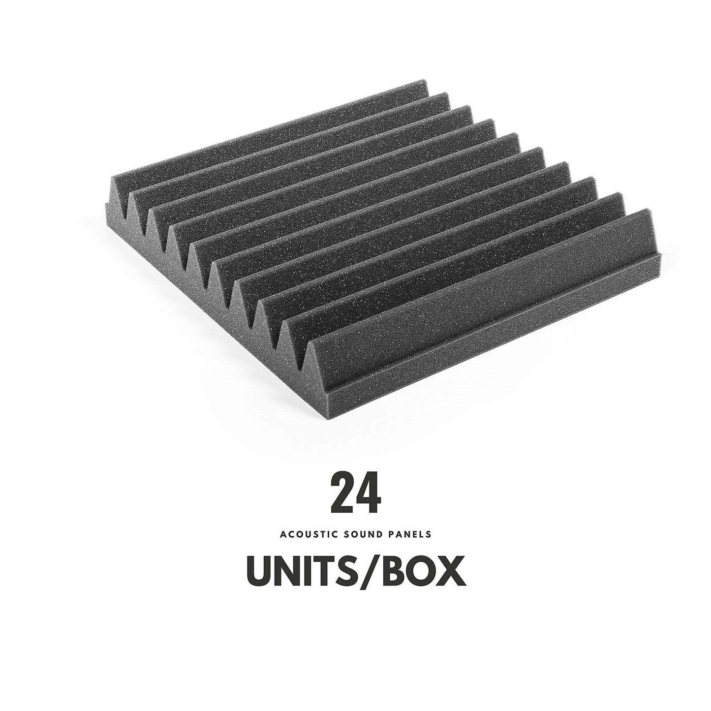 ACOUSPANEL Acoustic Foam 24 Acoustic Panels, 30x30x4cm, Flame Retardant, Soundproofing Wall Sound Absorber Anthracite Gray Uncompressed In Vacuum