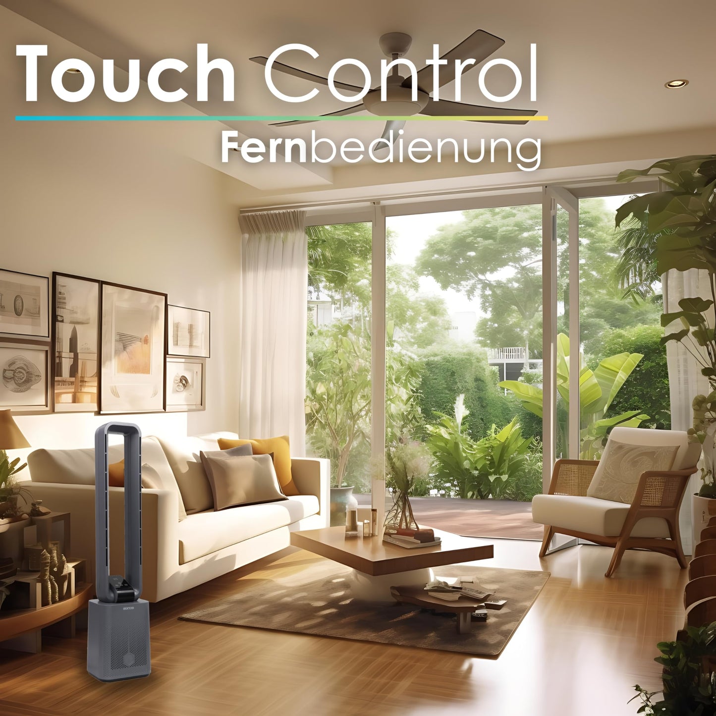 Echo's tower fan extremely quiet fan quiet DC motor remote control oscillating LED display 3 modes 12 levels tower fan column fan stand fan air cooler 15h timer tower fan