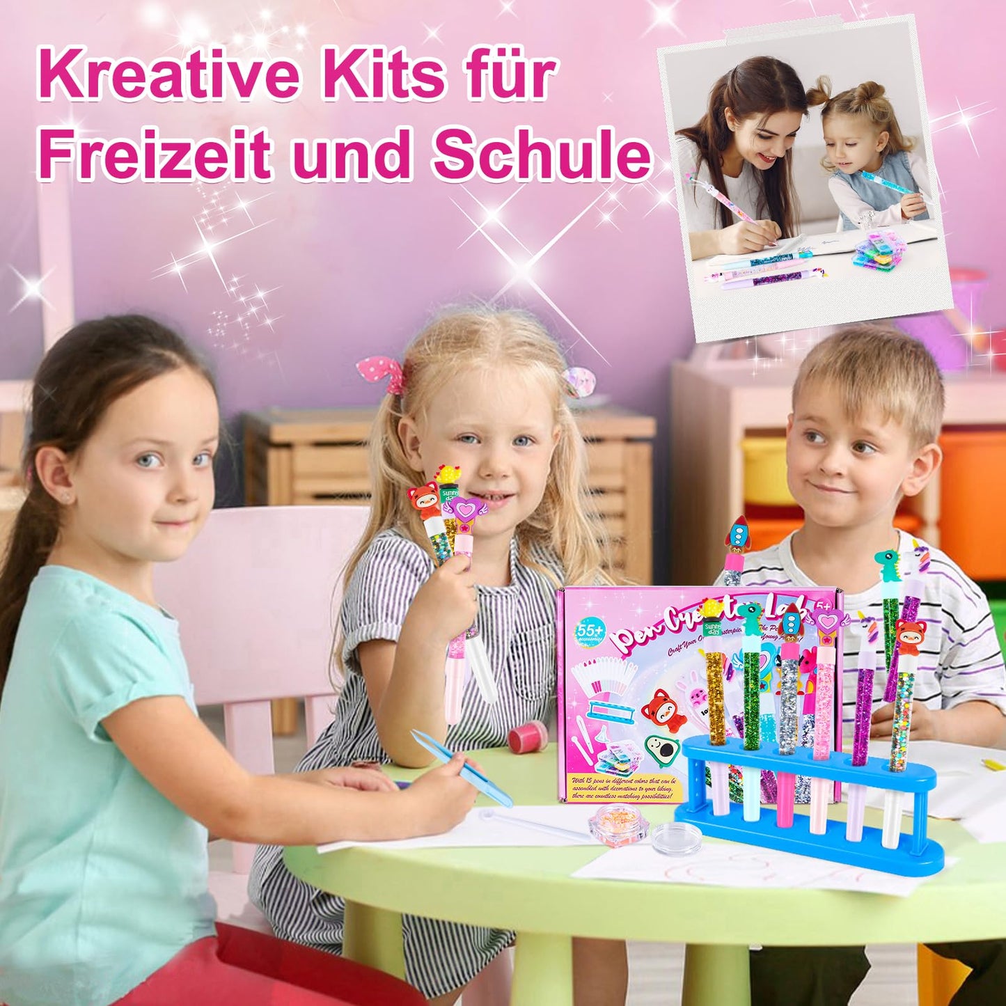 Kazzley DIY Pen Making Kit, pen set with 55+ accessories, crafting kit for kids ages 6 and up, personalized pen making, kids' birthday crafting toy gifts for girls and boys ages 5-12