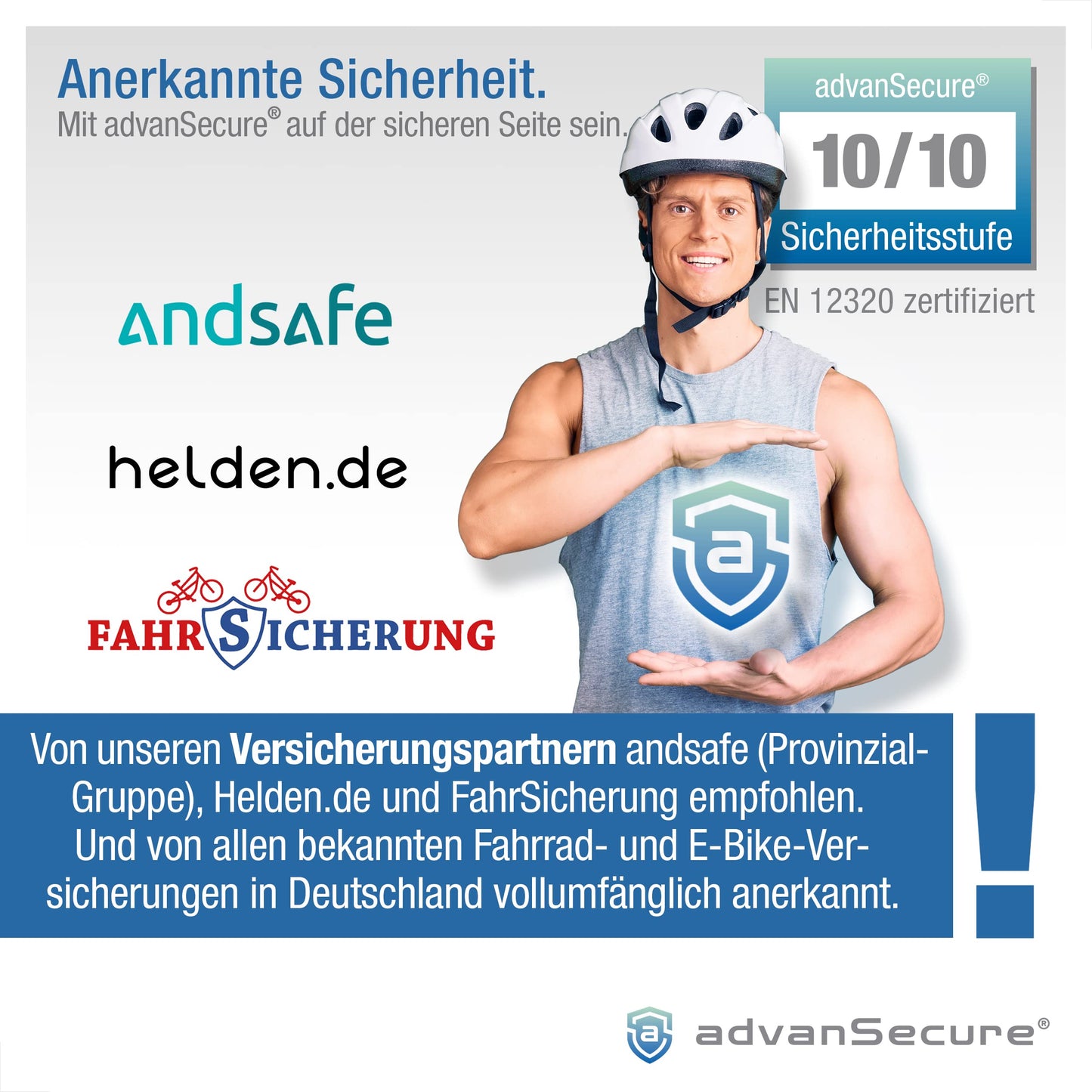advanSecure® high-security chain lock | ideal for e-bikes and motorcycles | max. security level | 120 cm length, 10 mm chain links | hardened special steel | removable lock body protection