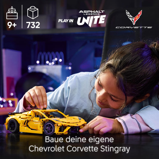 LEGO Technic Chevrolet Corvette Stingray - Collectible building toy - Toy sports car model - Gift for boys and girls ages 9+ who love toy cars 42205