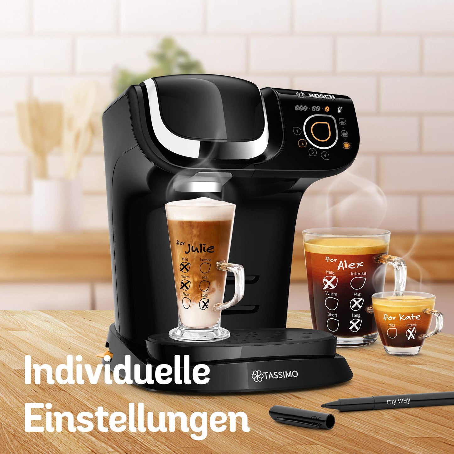 Tassimo My Way 2 capsule machine TAS6502 with water filter, over 70 drinks, drink personalization, coffee variety, easy preparation, 1,500 watts, black.
