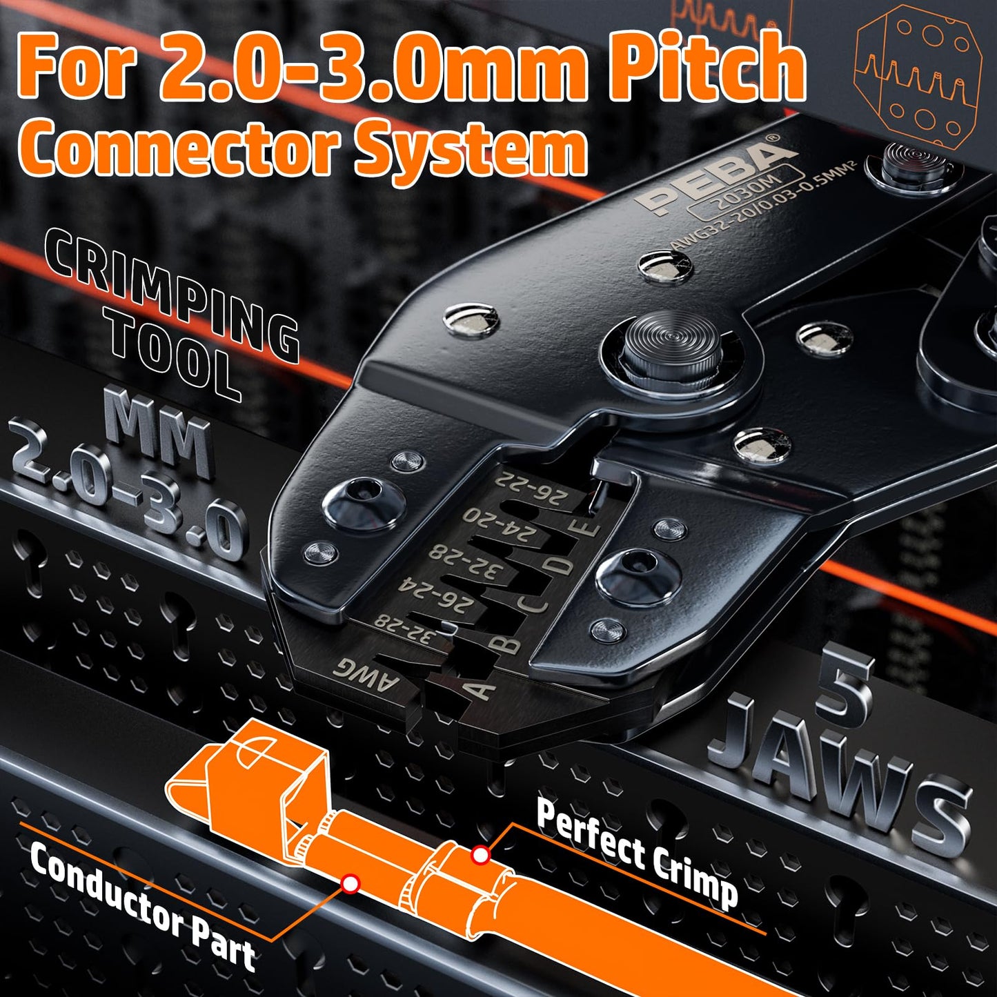 PEBA crimping tool JST connector set, crimp tool 0.03-0.5mm² with 24 styles JST-PH 2.0mm/JST-XH/JST-SM 2.5mm connectors, wire stripper | Crimp tool for 2.0/2.5/2.54/3.0 mm Dupont, JST, KF2510, MolexTE terminals