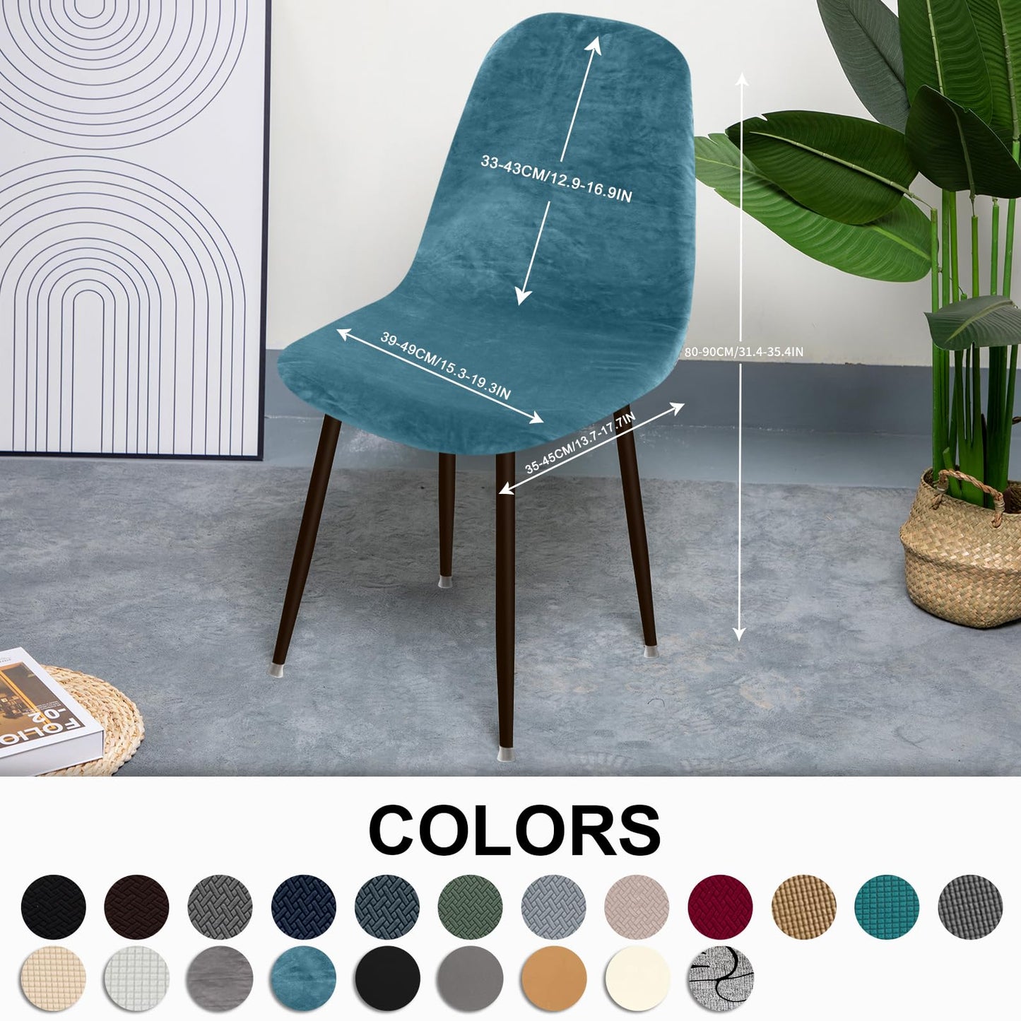 Lydevo chair covers 6-pack dining room Stretch chair covers for dining chairs Universal Washable Cover Chair Covers Scandinavian Chair Cover for Kitchen Chairs Hotel Banquet, Velvet #Peacock Blue