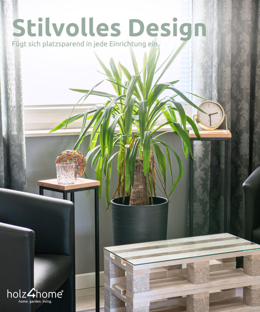 wood4home® Decorative stand made of solid oak wood I Natural oiled flower stand I Height: 90 cm I Decorative column with steel frame I Fully assembled and oiled