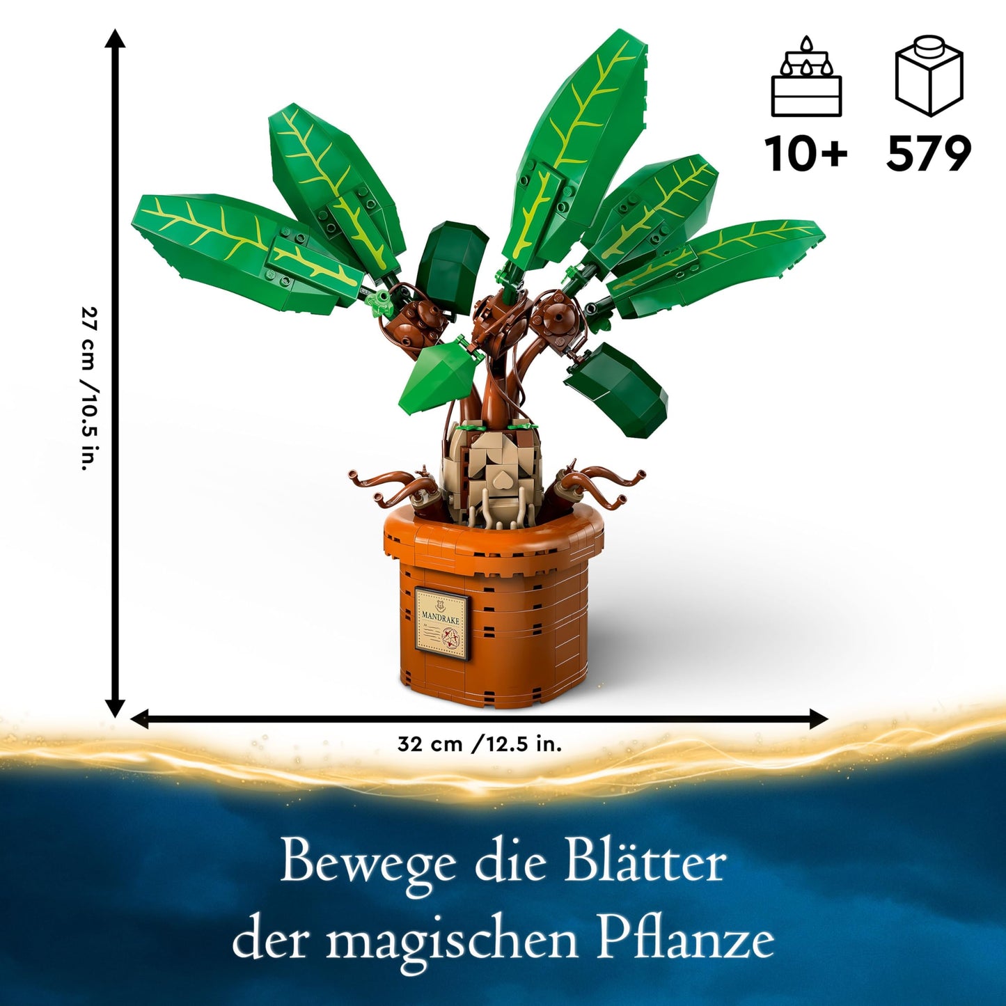 LEGO Harry Potter Mandrake Plant: Plant toy with pot, magical gift for girls, boys, and all fans, playset for imaginative kids, home decor 76433