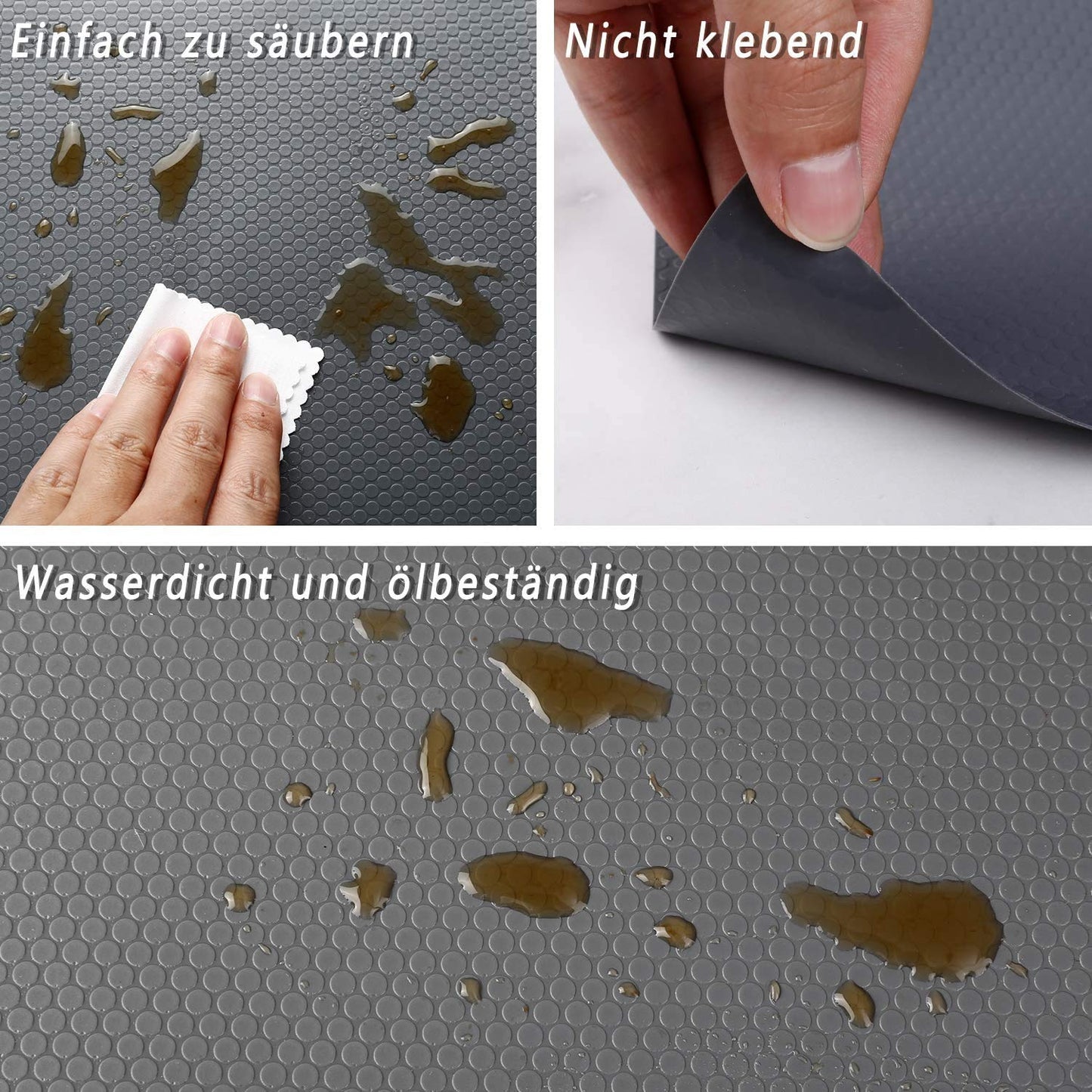 Shelf liner kitchen drawer mats, non-adhesive EVA material refrigerator liners with waterproof, durable refrigerator table placemats for cabinet, drawer lining (Gray, 60cmx500cm)