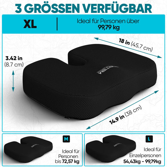 FORTEM Seat Cushion, Office Chair Cushion, Memory Foam Desk Chair Pillow, Non-Slip Gaming Seat Cushion, Car Seat Cushion, Computer Chair Cushion, Washable Cover