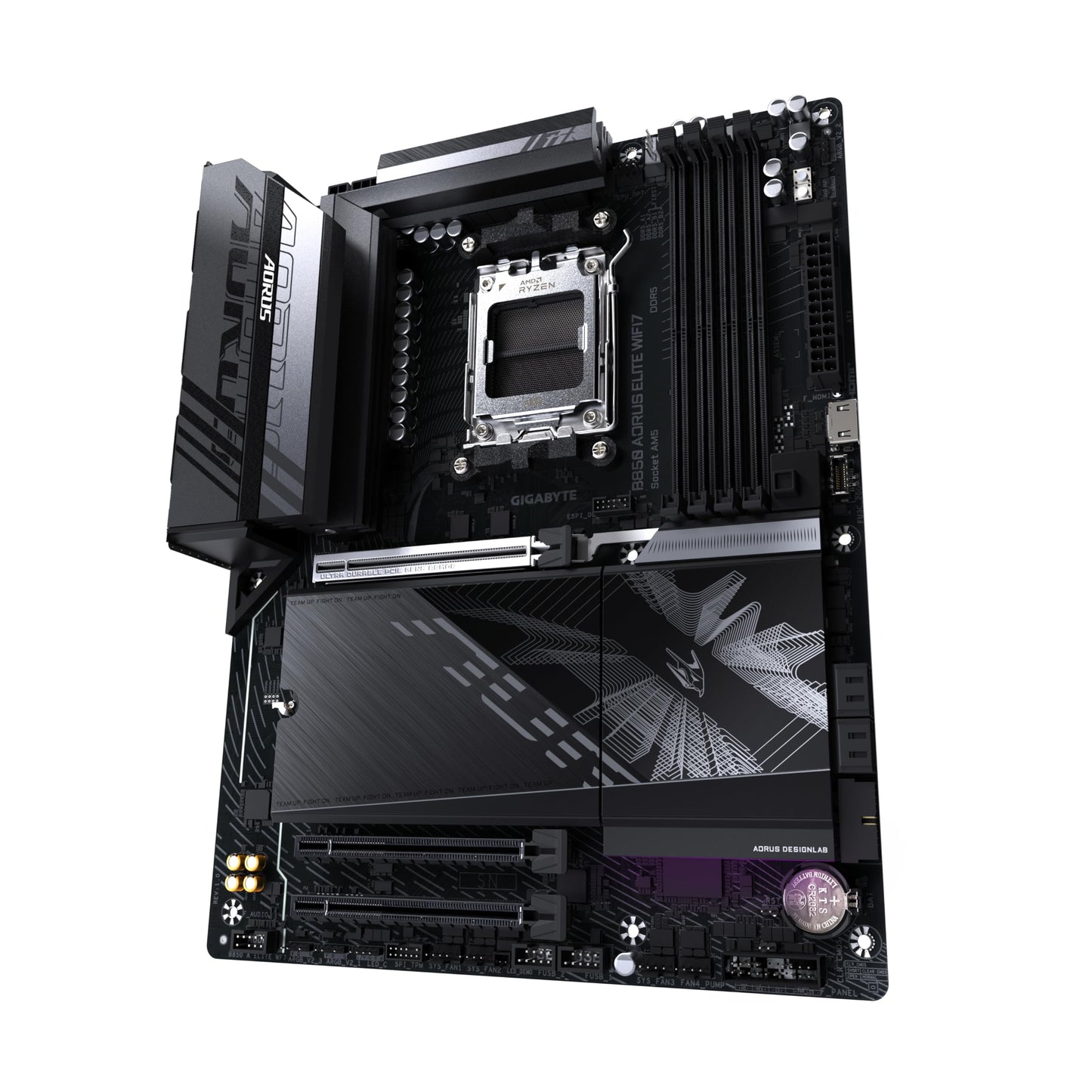 GIGABYTE B850 AORUS Elite WIFI7 Motherboard - AMD Ryzen 9000 Series CPUs, 14+2+2 phase digital VRM, up to 8200MHz DDR5 (OC), 1xPCIe 5.0 + 2xPCIe 4.0 M.2, 2.5 LAN, WiFi 7, USB 3.2 Gen 2x2