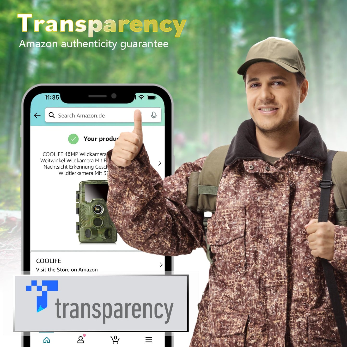 Coolife trail camera 48MP 4K with motion sensor night vision IP67 waterproof & dustproof wildlife camera winner 3-zone infrared sensor 125° wide angle wildlife camera with 32G memory card