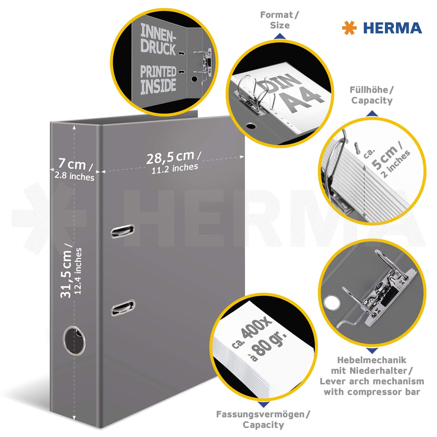 HERMA A4 Kids Birthday Set, 10 pieces, 7 cm wide, ring binder with kindergarten theme, colorful file folder with inner print for boys, girls, and kids.